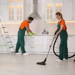Team,Of,Professional,Janitors,Cleaning,Modern,Kitchen